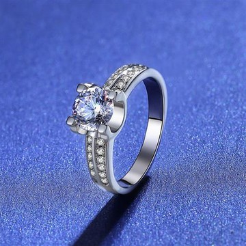 【米蘭精品】莫桑鑽戒指925純銀銀飾-1克拉8心8箭牛頭四爪女飾品73yk66