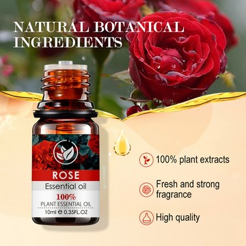 100%純天然精油 玫瑰精油10ml 美容院面部身體按摩刮痧護膚油 芳療級身體保養油 香氛香薰擴香精油Rosa Oil
