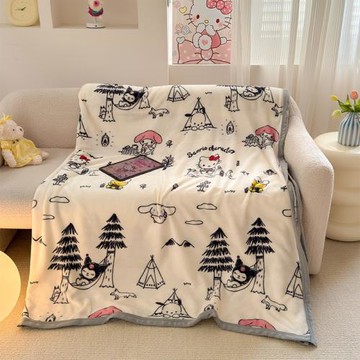 三麗鷗家族卡通印花毛毯兒童臥室母嬰級親膚毯子柔軟親膚毛巾毯子
