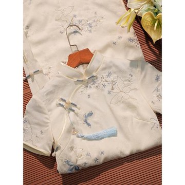 (免運)花滿絮刺繡新中式旗袍女夏白色改良年輕款少女高級感2026新款日常