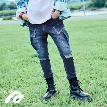 STAYREAL PLAN A FLOW雙口袋丹寧長褲 - 藍
