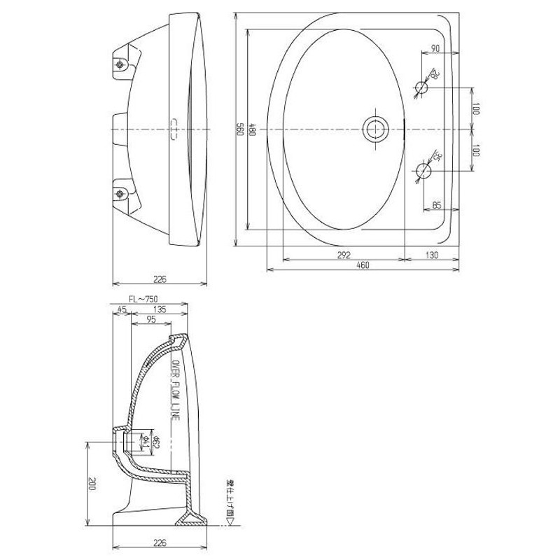 ☆品番：L250CM / TOTO：パブリック 壁掛洗面器 中形 水石けん入れ穴