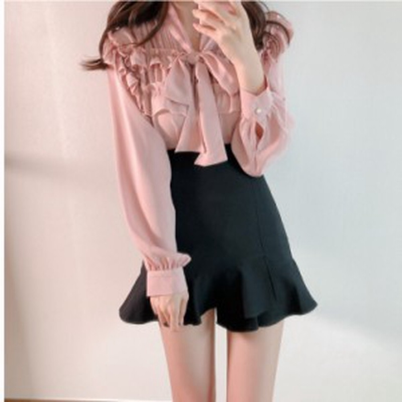 韓国 ファッション レディース トップス シフォン シャツ 長袖 シフォン シャツ リボン ネクタイ ブラウス リボン タイ リボン タイブラ 通販 Lineポイント最大1 0 Get Lineショッピング