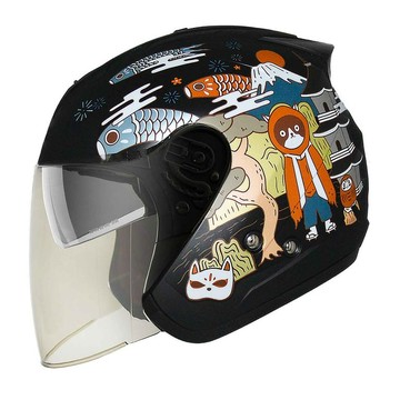 THH 安全帽 T386N 酒PAN 平光黑 內墨鏡 金屬排齒扣 抗UV400 耳機曹 半罩