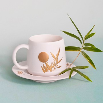 新年送禮精選🎁 | 竹月雅韻咖啡杯 / 附杯盤 / 鎏金 / 3色 420ml