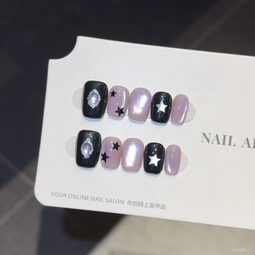 🎀可可精選🎀韆繁【夢幻紫水晶】純手工穿戴甲短款顯白秋冬貓眼美甲貼片假指甲手工穿戴甲百搭美甲貼片顯白美甲片 ULPF