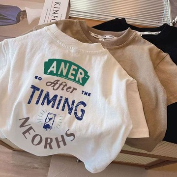 Healthy baby 100%純棉 短袖 t恤新款男童夏裝 上衣 兒童薄款半袖韓版寬鬆潮酷t 短袖  T恤  上衣