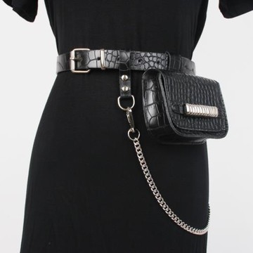 歐美時尚網紅小腰包女ins朋克風鏈條小巧掛包百搭學生裝飾細腰帶
