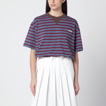 Oversized striped T-shirt in air force blue/burgundy