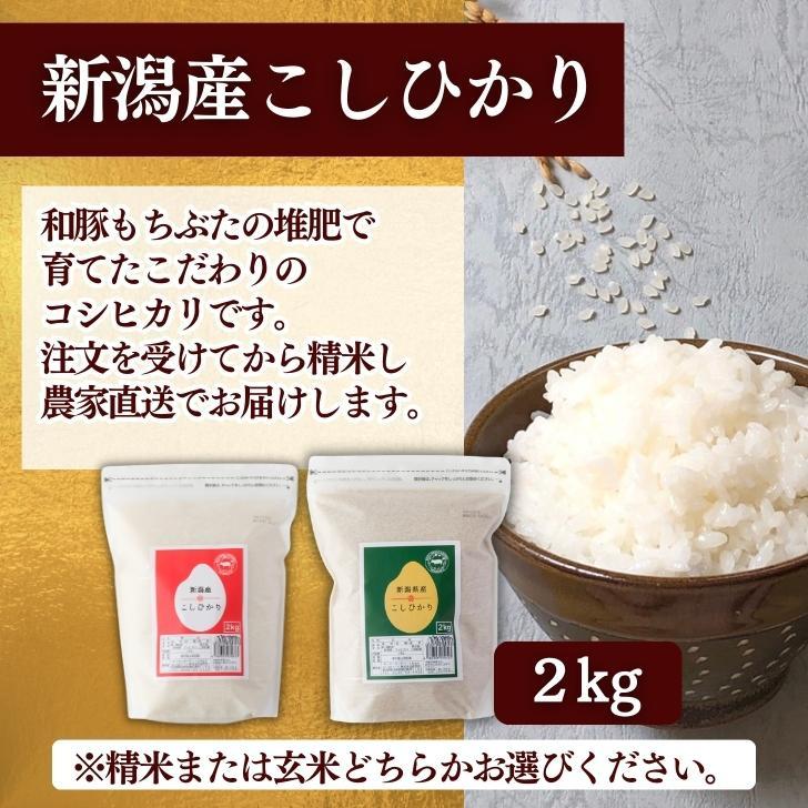 福袋 豚肉 新潟 コシヒカリ 2kg 選べる 精米 玄米 和豚もちぶた バラ しゃぶ ロース 味付け肉 ベーコン 味噌 ロースかつ 送料無料 (本州四国のみ) 生産者直送