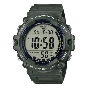 CASIO 電子男錶 橡膠錶帶 加長錶帶 綠 十年電力 防水100米 AE-1500 ( AE-1500WHX-3A )
