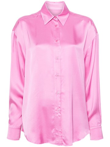 Chiara Ferragni - long-sleeves satin shirt - women - Viscose - 40 - Pink