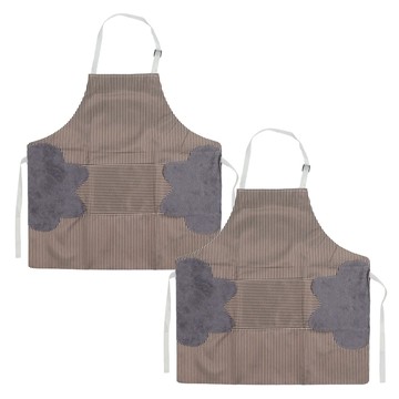 可擦手日式加厚防水防油圍裙 兩側珊瑚絨吸水毛巾設計  咖啡  2件