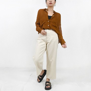 CARMEN SHIRT 銅啡色小透視 隨性寬鬆襯衫