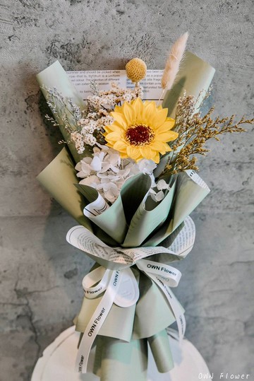 綠色花束/向日葵花束/乾燥花束/香皂花束/太陽花花束/畢業花束/花