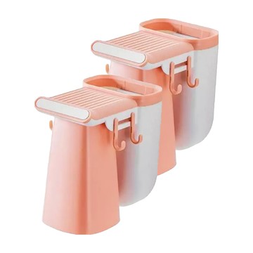 iLIFE 北歐素色磁吸式牙刷架 - 可愛粉 免釘孔 無痕安裝  2個