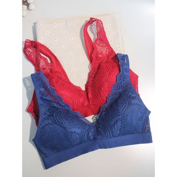 輕熟法式蕾絲無鋼圈文胸薄款舒適透氣無感大碼無痕內衣小胸不空杯