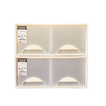 【dayneeds】極簡澈亮可自由堆疊雙格抽屜_2入