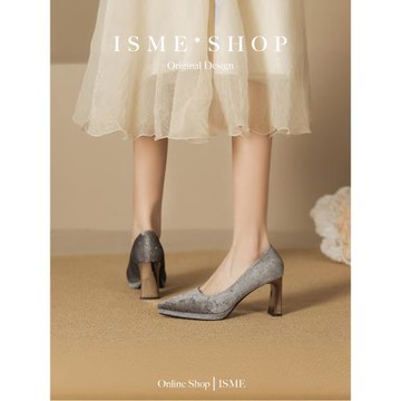 單鞋絨面性感氣質高跟鞋法式女鞋不累腳防水臺粗跟尖頭女秋冬季網