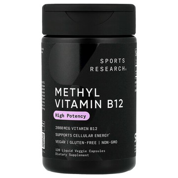 Sports Research, 甲基維生素 B12，2,000 微克，120 粒液體素食膠囊
