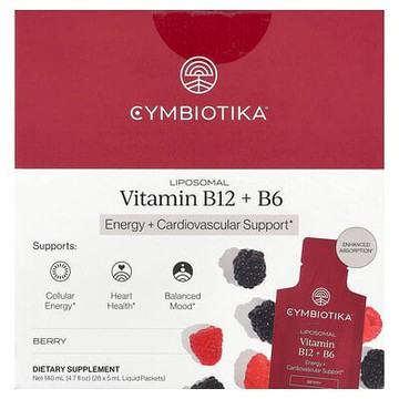 Cymbiotika, Liposomal Vitamin B12 + B6, Berry, 28 Liquid Packets, 0.17 fl oz (5 ml) Each