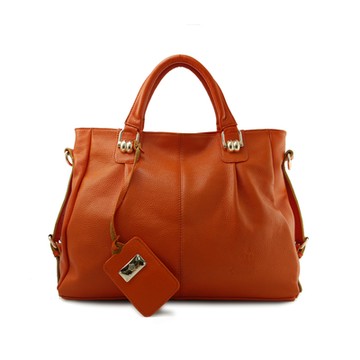 Dennibella 丹妮貝拉-真皮蛇鍊造型斜背手提包-繽紛橘