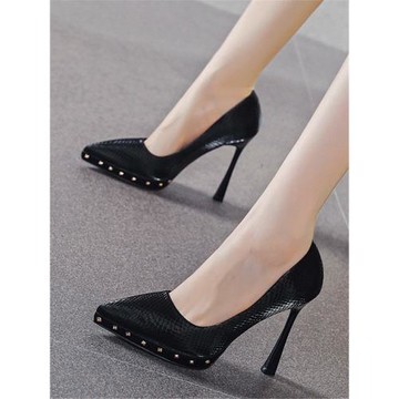 10CM細跟高跟鞋防水臺單鞋女秋季2025年新款33碼尖頭淺口性感女鞋