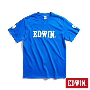 EDWIN 男裝 LOGO貼布繡短袖T恤-藍色