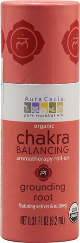 Aura Cacia Chakra Balancing Aromatherapy Roll On Grounding Root Vetiver & Nutmeg 0.31 fl oz