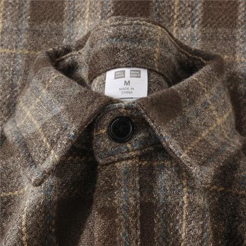 巴恩風穿搭！500G重磅棕咖色磨毛格子襯衫女英倫復古風厚實格子衫