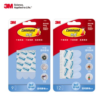 3M 無痕 透明膠條-中型/小型(適用透明掛鉤)  掛勾膠條