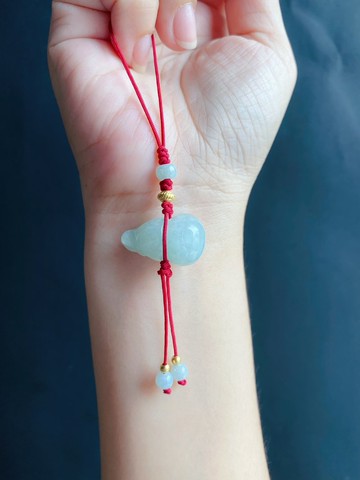 天然緬甸玉翡翠 葫蘆 手機繩 禮物 天然石 包掛 升官發財 掛飾