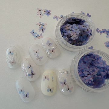 【紫色夢幻蝴蝶亮片】盒裝美甲飾品 幻彩漸層鐳射亮片 蝴蝶閃片 台灣現貨 漸變美甲裝飾 指甲素材 美甲diy