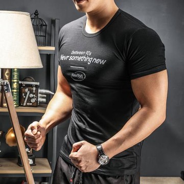 健身衣潮跑步運動彈力緊身短袖T恤男透氣吸汗籃球休閑訓練服半袖t