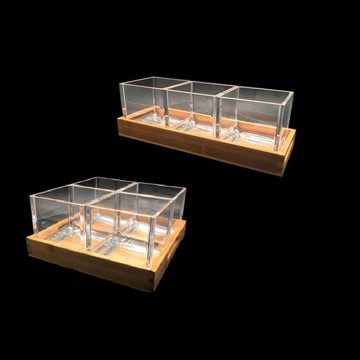 嘉寶簡約PC塑料竹木分格干果盤客廳亞克力糖果瓜子堅果零食收納盒