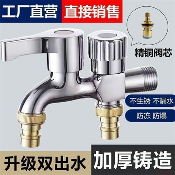 桃園出貨✨銅芯洗衣機水龍頭家用拖把池加長多功能4分一進二出水龍頭自來水