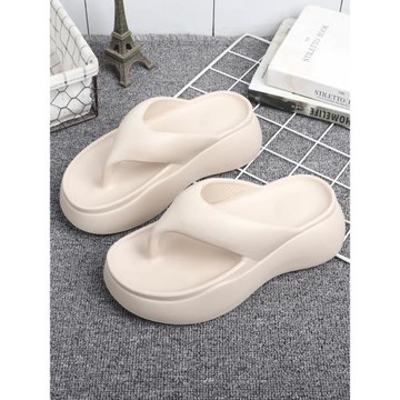 人字拖女夏季高跟百搭厚底增高防滑夾腳沙灘海邊踩屎感涼拖鞋坡跟