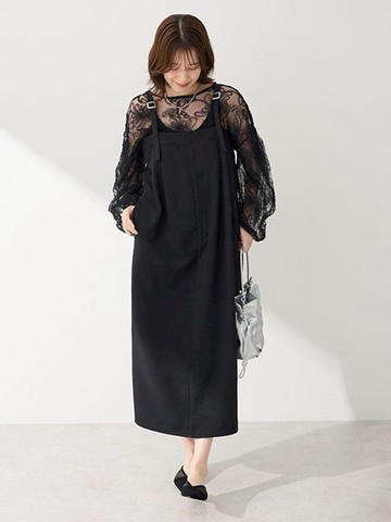 側開衩收褶腰身可調吊帶裙(06000245100) - Green Parks