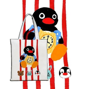✨動感 優選✨ 萌趣可愛pingu黑企鵝可愛周邊帆布包帆布袋學生補習袋上學裝書大容量包包 送禮物 交換禮物