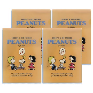PEANUTS 史努比 日常風L型兩用資料夾 A4 220 x 310 x 1mm 38g  4個  場景款 橘色 + 藍色