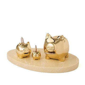 Goldenpig 招財金豬 大豬小豬落御盤 22K金