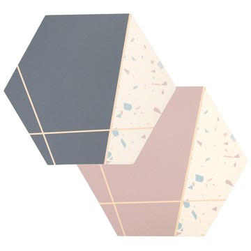 【怪獸】日竹門 莫蘭迪的水磨石 鍋墊兩入組 (20.7x18x0.5cm) -藍粉