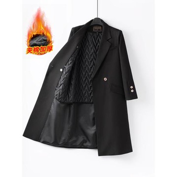 黑色風衣外套女春秋2025新款加厚夾棉中長款英倫今年流行的大衣