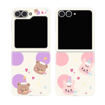 小熊適用三星zflip7fe手機殼zflip6折疊屏flip5全包W25心系天下保護套超薄大視窗小眾女新款高級感可愛防摔