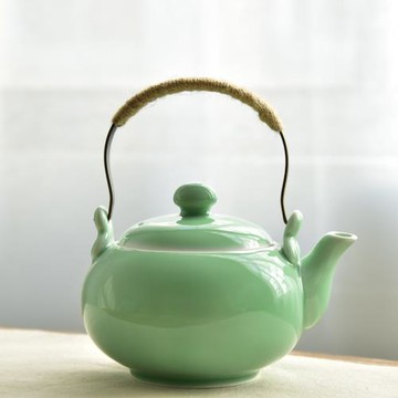 創意陶瓷家用泡茶壺 龍泉青瓷大號帶過濾涼水壺花茶壺 日式提梁壺