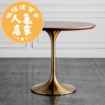 茶幾 邊桌 沙發桌 圓形茶几 客廳茶幾 茶桌 北歐金色鐵藝餐桌洽談桌時尚圓形小圓桌客廳休閒茶桌奶茶店茶桌