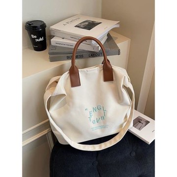 大容量2025新款帆布百搭單肩上課大學生帆布包通勤托特包女