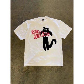 搞錢做慈善 3A260克純棉雙紗！向上俠！重磅情侶女寬松短袖T恤男