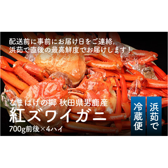 カニ 男鹿沖産 紅ズワイガニ 700g前後×4匹 男鹿なび