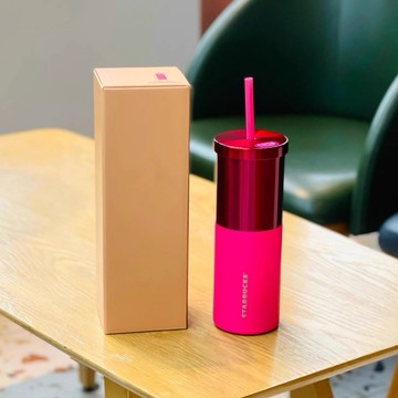星巴克杯子2026新年禮物夏多巴胺彩粉車載桌面靜音大容量不鏽鋼吸管水杯子茶杯咖啡杯學生運動游泳健身跑步水杯